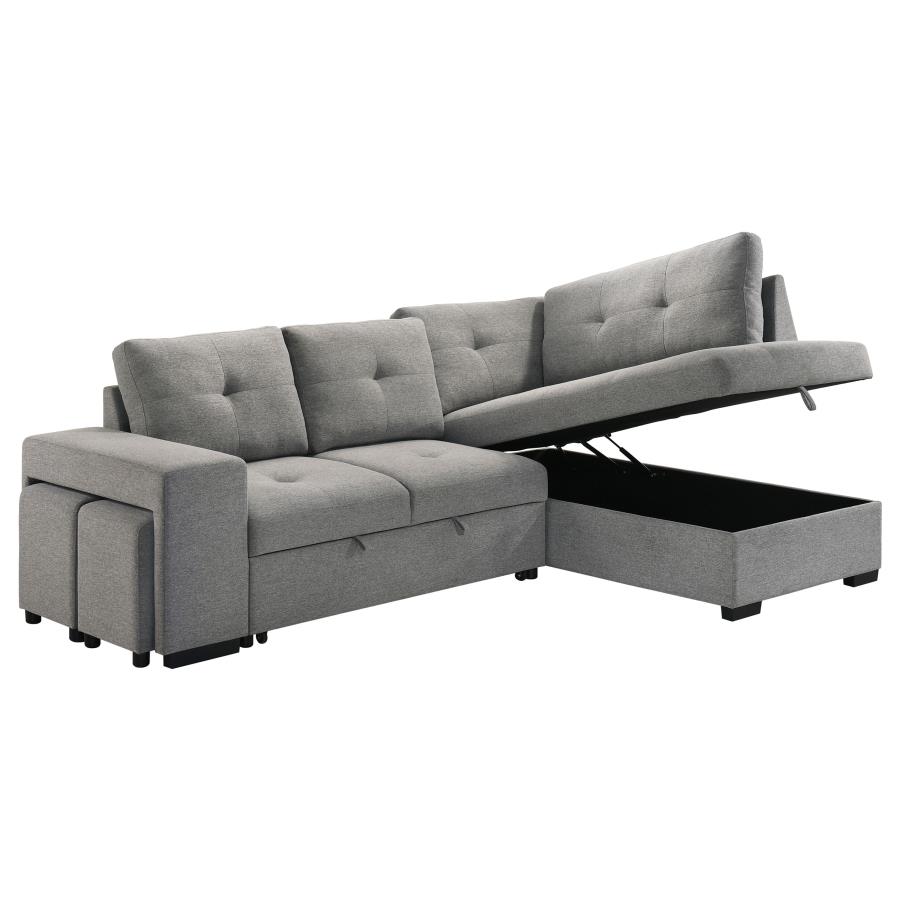 Roanne Fabric Upholstered Sleeper Sectional Sofa Grey view 7