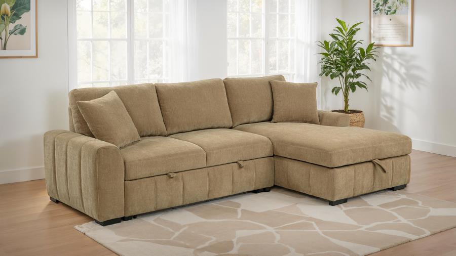 Pastrana Upholstered Sleeper Sectional Sofa RAF Chaise Camel view 2