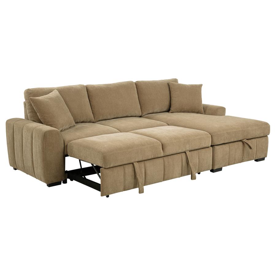Pastrana Upholstered Sleeper Sectional Sofa RAF Chaise Camel view 5