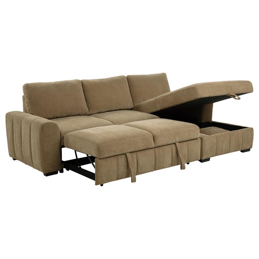 Pastrana Upholstered Sleeper Sectional Sofa RAF Chaise Camel view 6