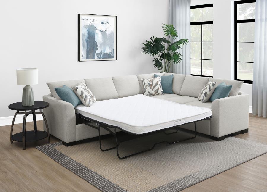 Ashford Chenille Upholstered Sleeper Sectional Sofa Greige view 3