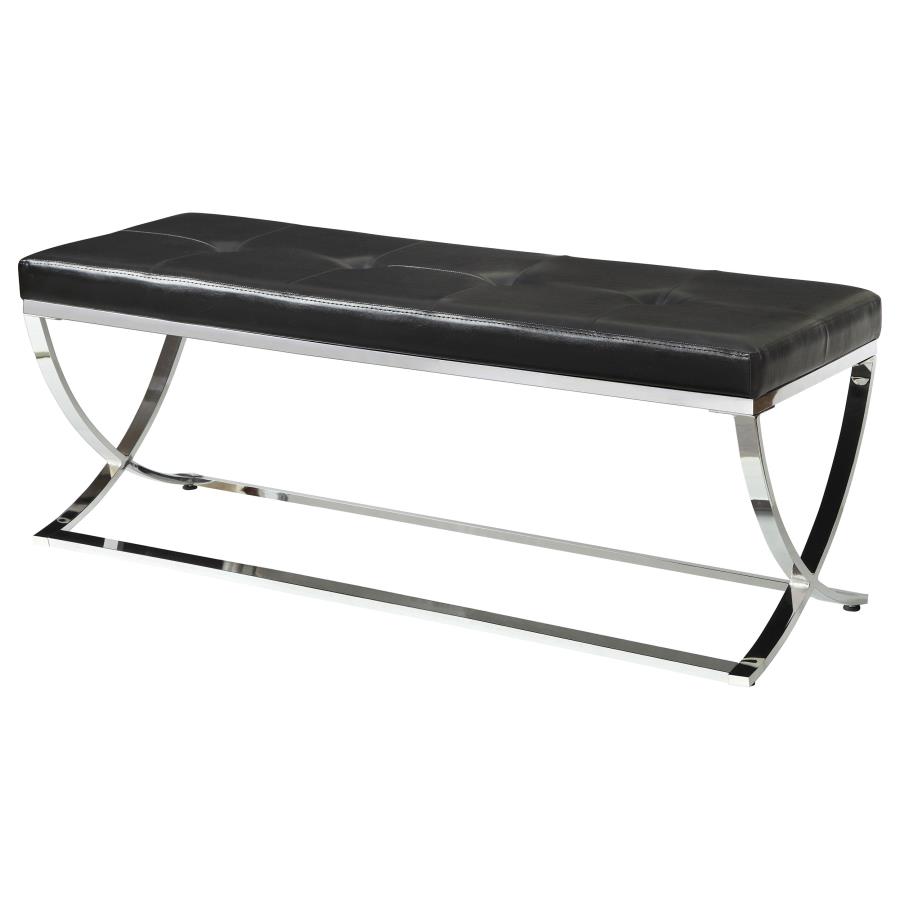Walton Leatherette Upholstered Tufted Accent Bench Black view 3