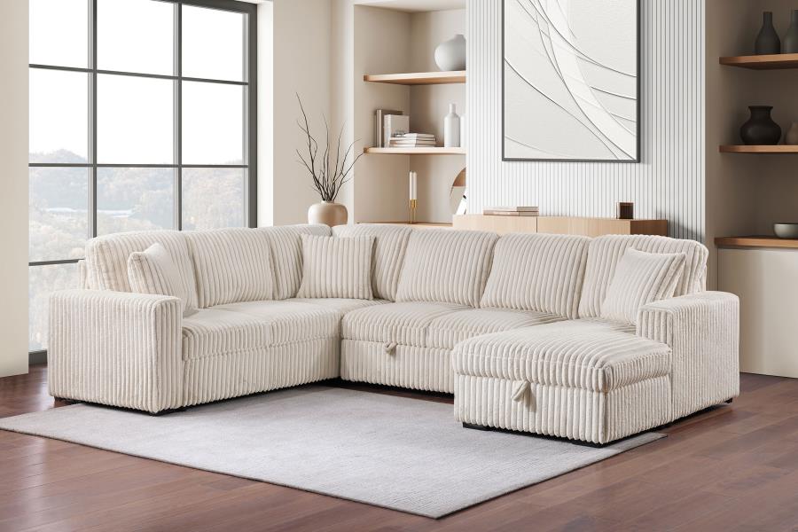 Devonshire Sleeper Sectional Sofa Storage Chaise Camel view 2