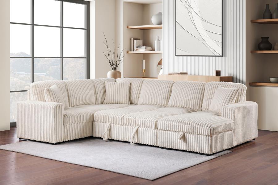 Devonshire Sleeper Sectional Sofa Storage Chaise Camel view 4