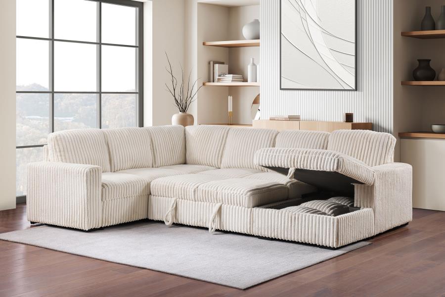 Devonshire Sleeper Sectional Sofa Storage Chaise Camel view 5