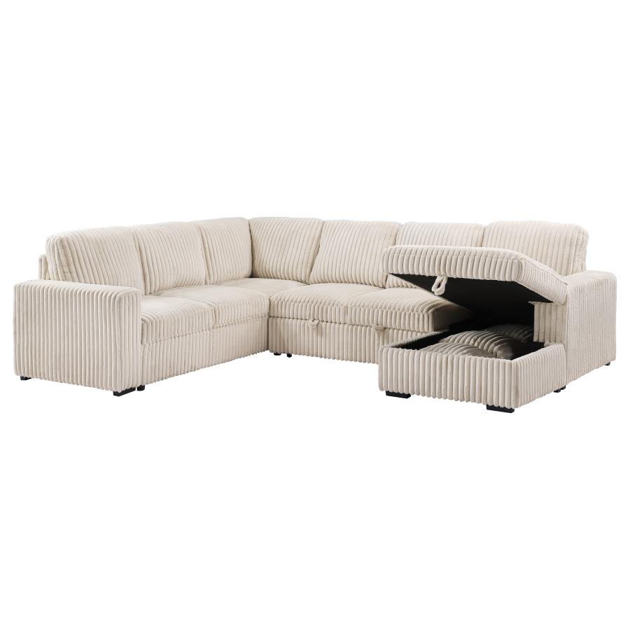 Devonshire Sleeper Sectional Sofa Storage Chaise Camel view 6