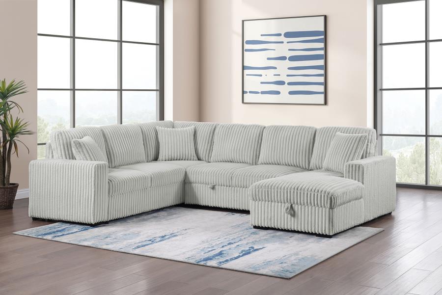 Devonshire Sleeper Sectional Sofa Storage Chaise Grey view 2