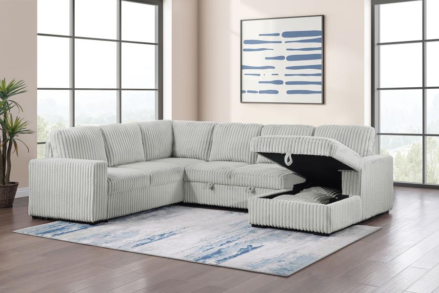 Devonshire Sleeper Sectional Sofa Storage Chaise Grey view 3