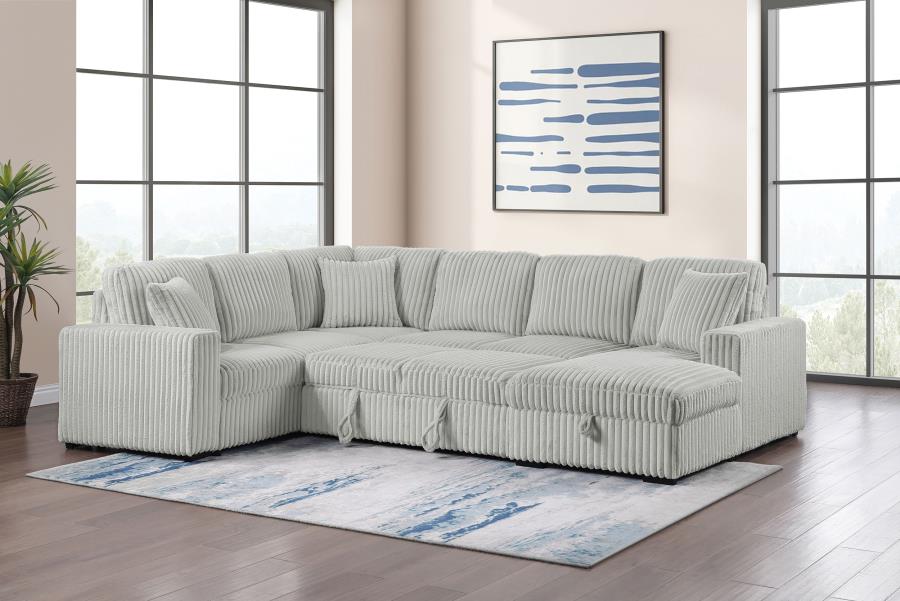 Devonshire Sleeper Sectional Sofa Storage Chaise Grey view 4