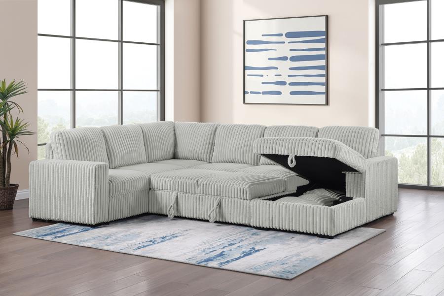 Devonshire Sleeper Sectional Sofa Storage Chaise Grey view 5