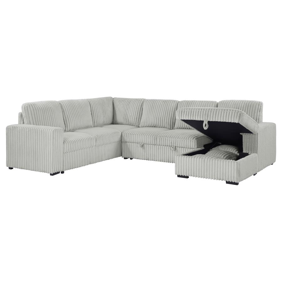Devonshire Sleeper Sectional Sofa Storage Chaise Grey view 6