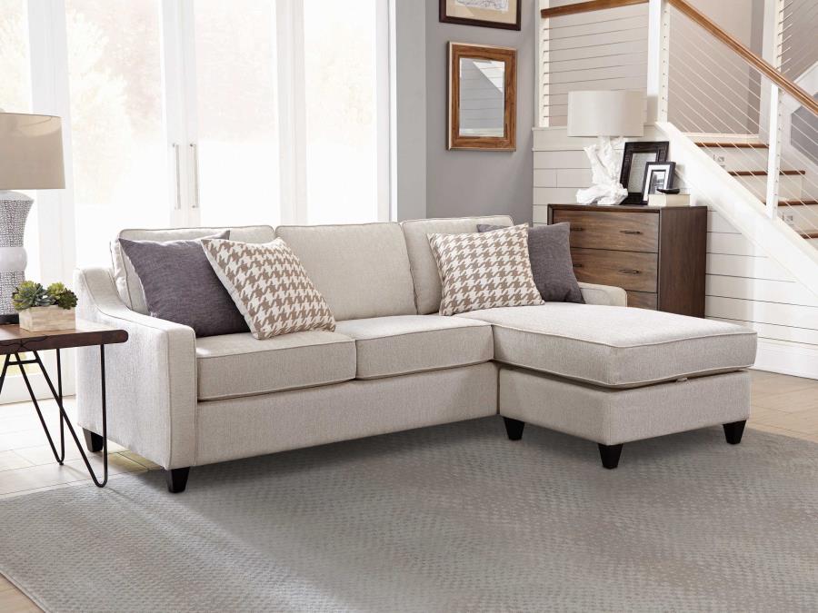 Mcloughlin Upholstered Sloped Arm Sectional Sofa Platinum view 2