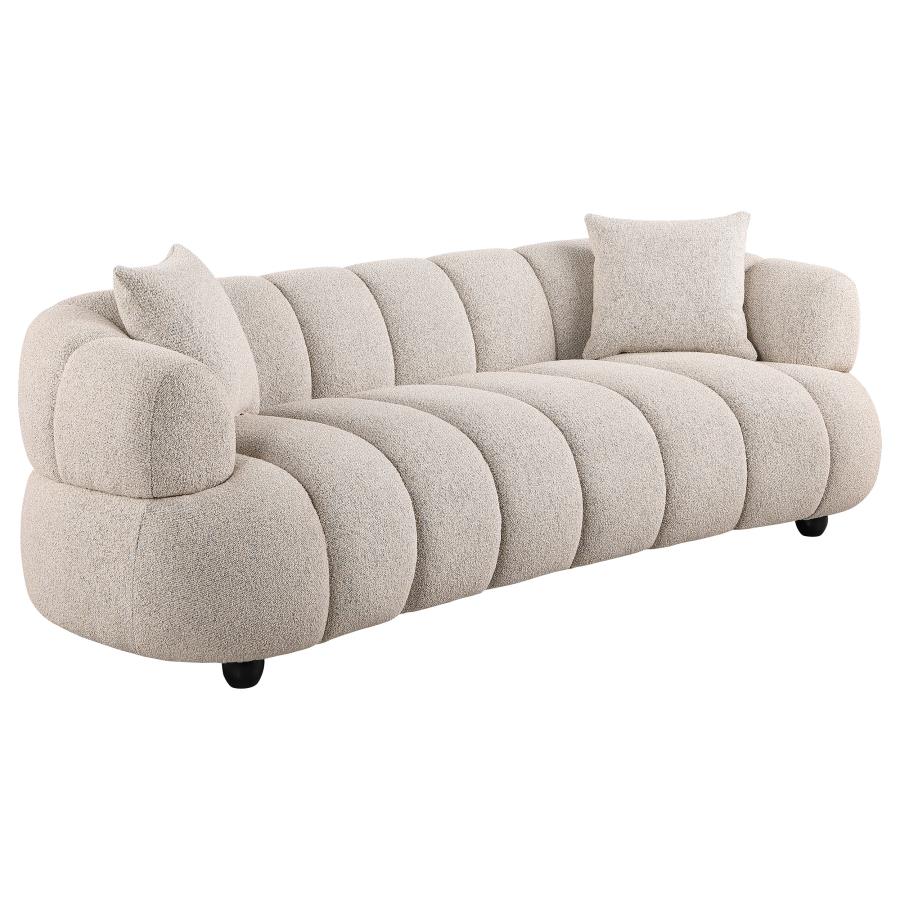 Whitney 2-Piece Contemporary Channel Tufted Woven Fabric Sofa Set Pebble view 2