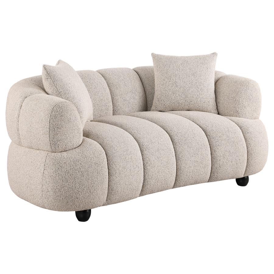 Whitney 2-Piece Contemporary Channel Tufted Woven Fabric Sofa Set Pebble view 4