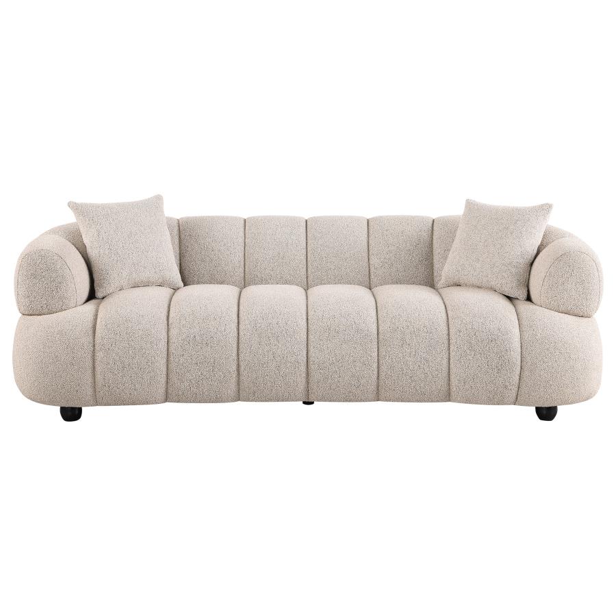 Whitney Contemporary Channel Tufted Woven Fabric Upholstered Sofa view 2
