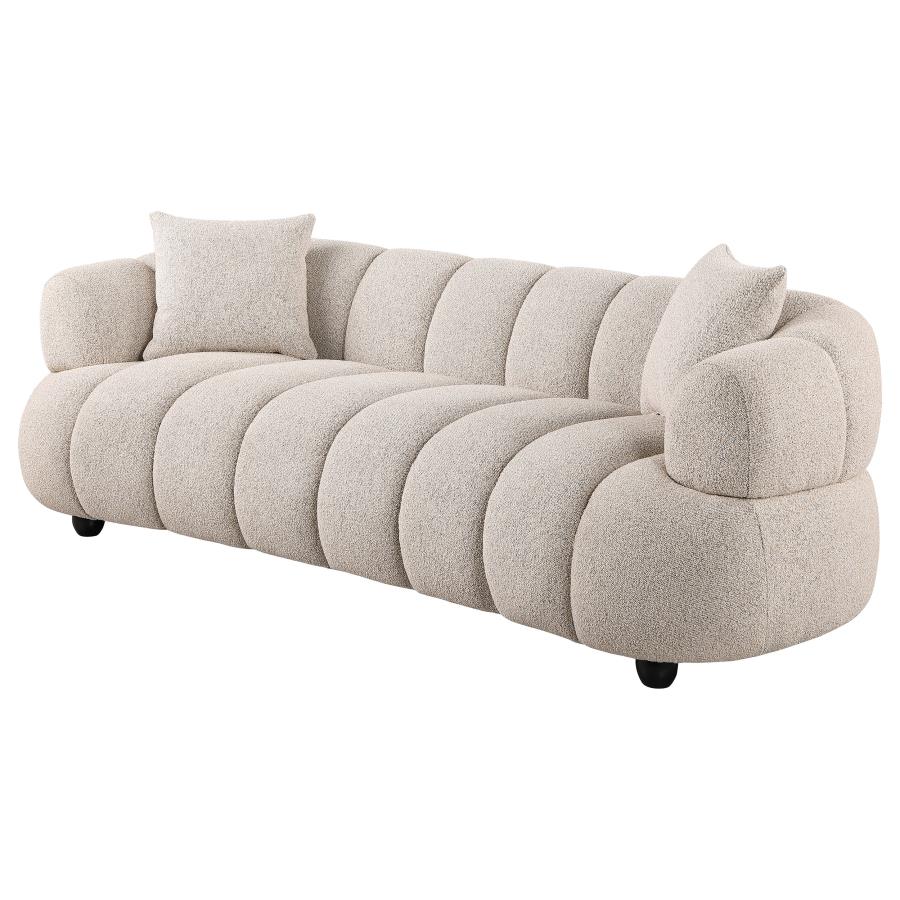 Whitney Contemporary Channel Tufted Woven Fabric Upholstered Sofa view 3
