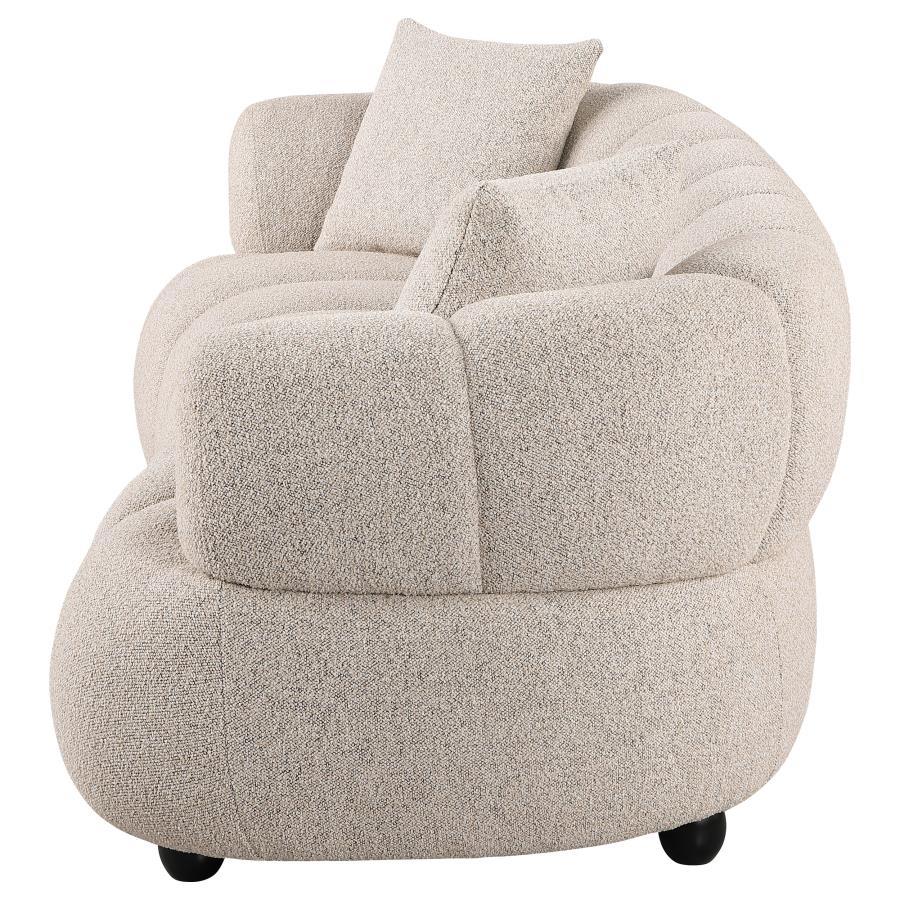 Whitney Contemporary Channel Tufted Woven Fabric Upholstered Sofa view 4
