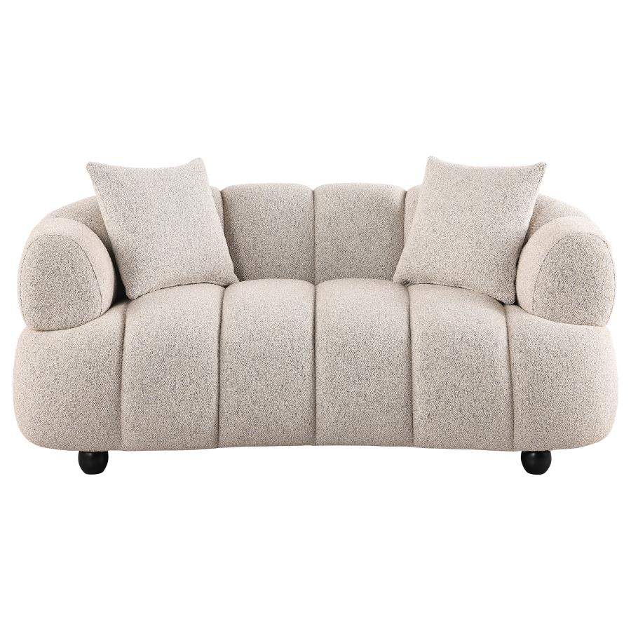 Whitney Contemporary Channel Tufted Woven Fabric Upholstered Loveseat view 2