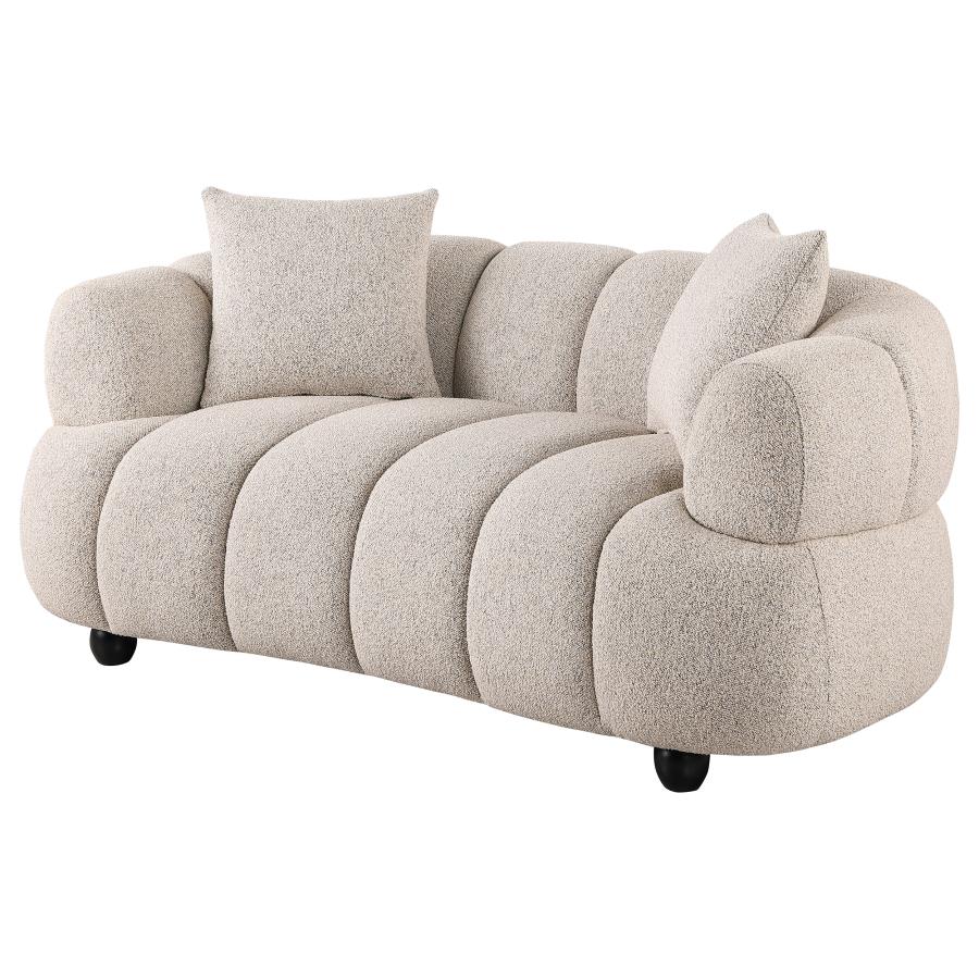 Whitney Contemporary Channel Tufted Woven Fabric Upholstered Loveseat view 3
