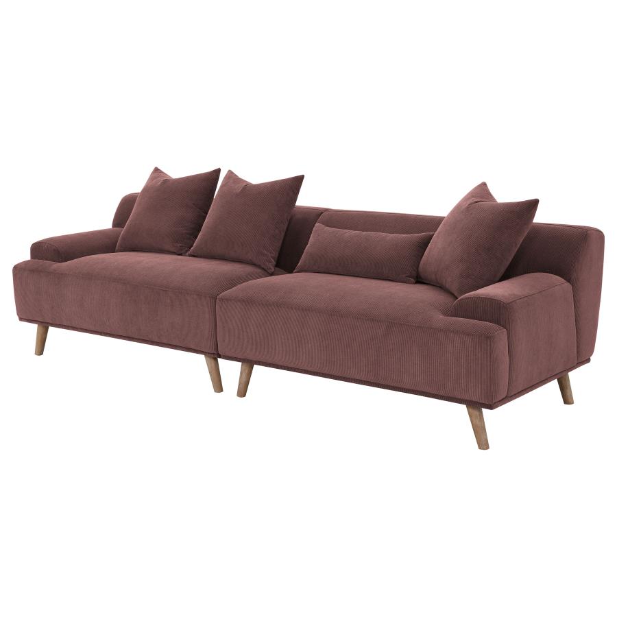 Elizabeth Corduroy Upholstered Extra Long Sofa Wine Red view 4
