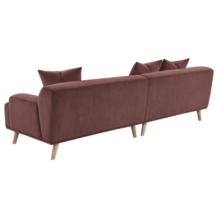 Elizabeth Corduroy Upholstered Extra Long Sofa Wine Red view 6