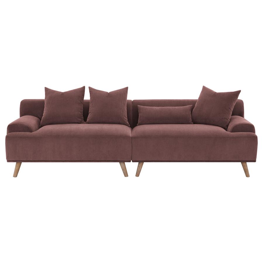 Elizabeth Corduroy Upholstered Extra Long Sofa Wine Red view 3