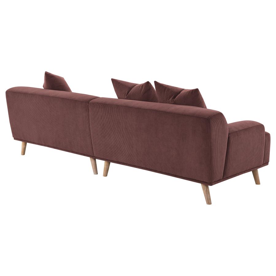 Elizabeth Corduroy Upholstered Extra Long Sofa Wine Red view 7