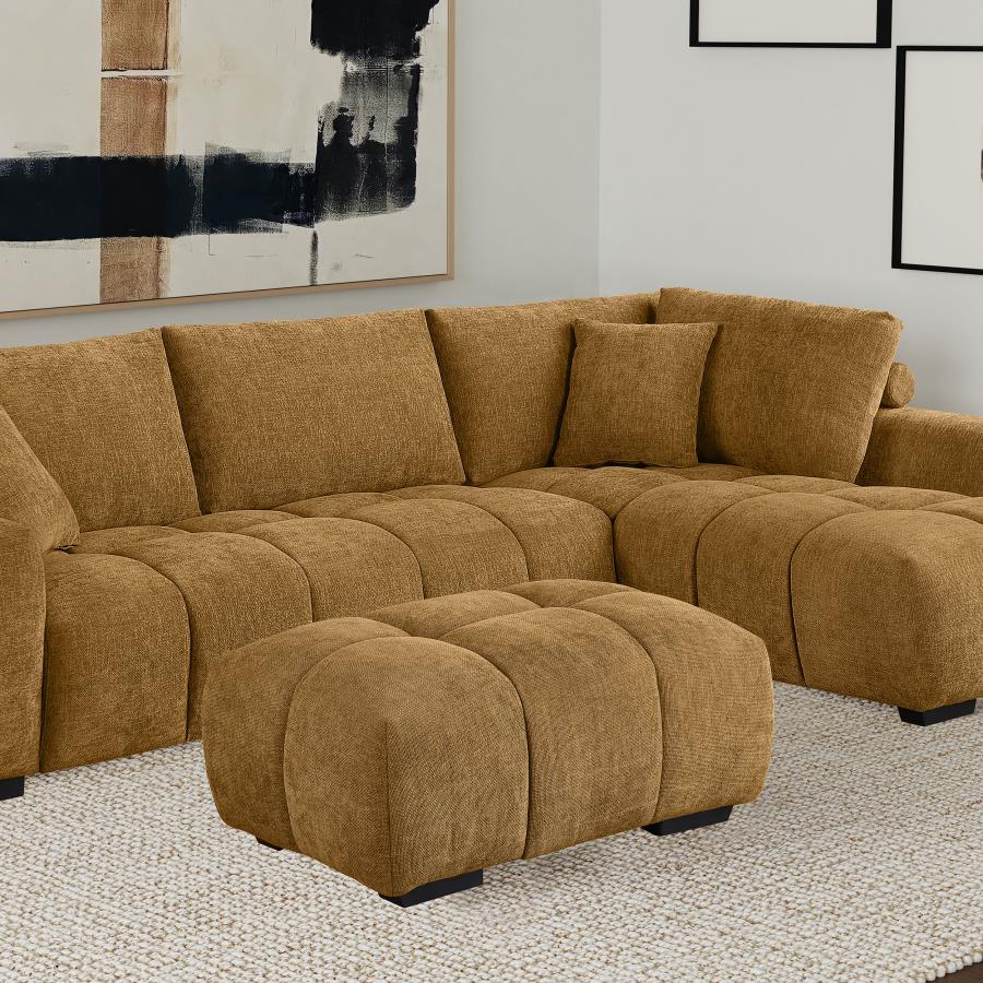 Camacho Rectangular Upholstered Tufted Ottoman Amber view 2
