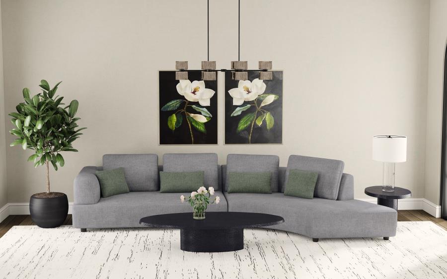 Toscano 134-inch Upholstered Sectional Sofa Grey view 2