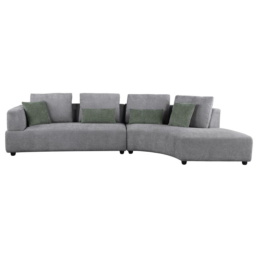Toscano 134-inch Upholstered Sectional Sofa Grey view 3