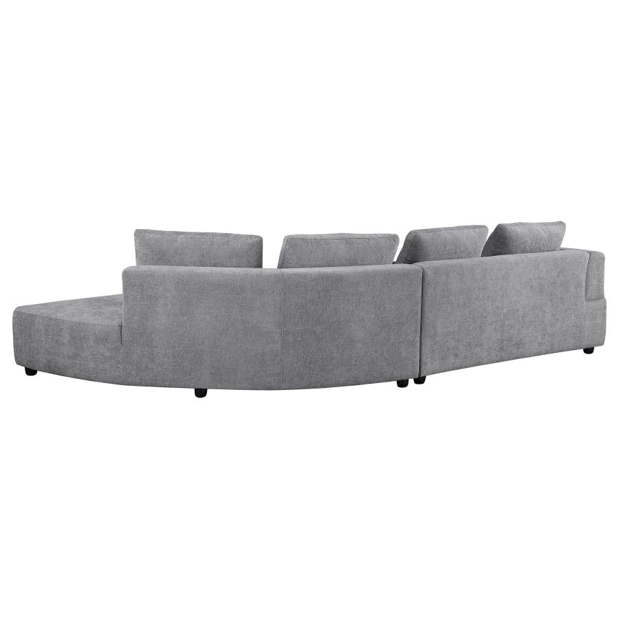 Toscano 134-inch Upholstered Sectional Sofa Grey view 4