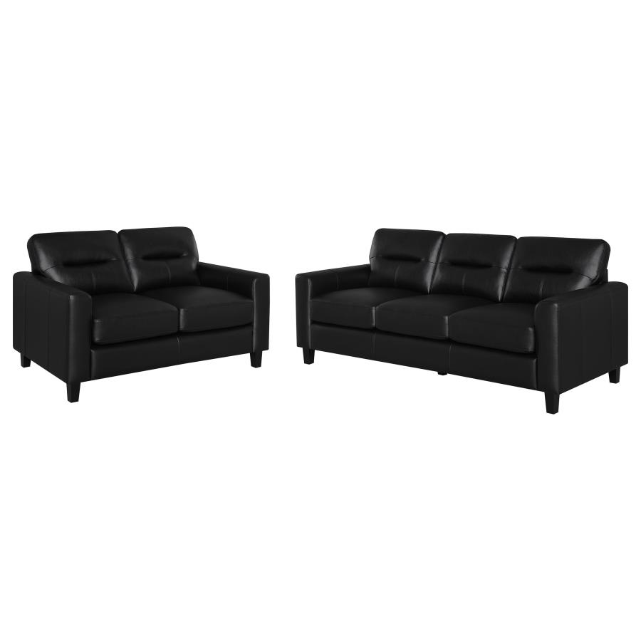 Scotland 2-piece Faux Leather Upholstered Sofa Set Black view 2