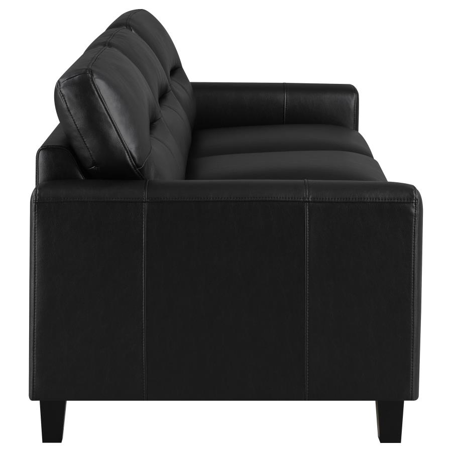 Scotland 2-piece Faux Leather Upholstered Sofa Set Black view 6