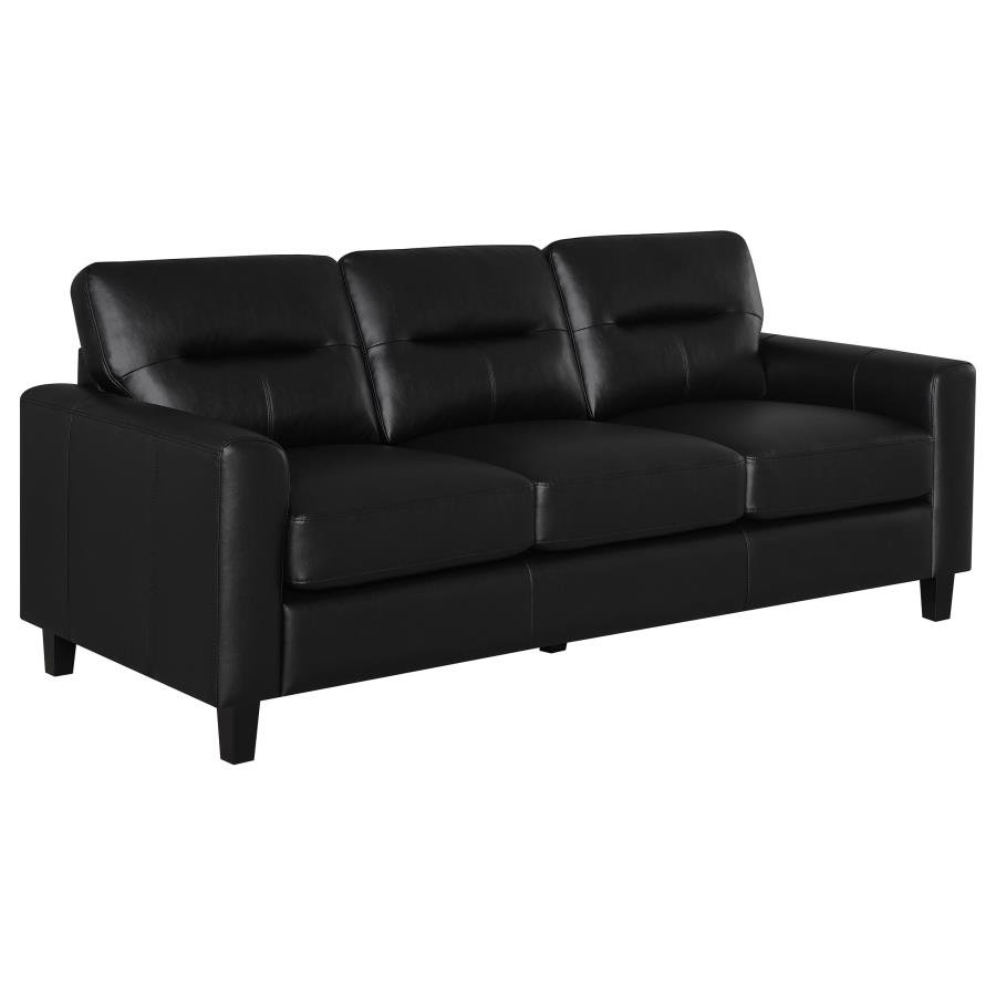 Scotland 3-piece Faux Leather Upholstered Sofa Set Black view 3