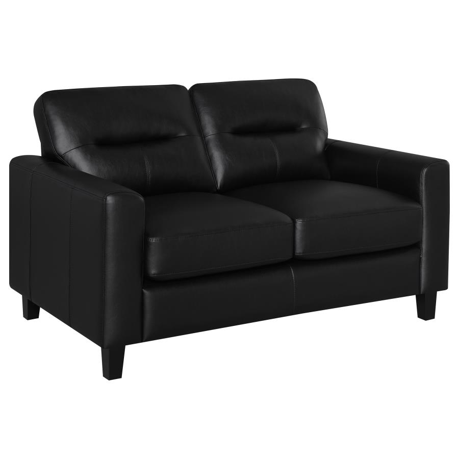Scotland 3-piece Faux Leather Upholstered Sofa Set Black view 7