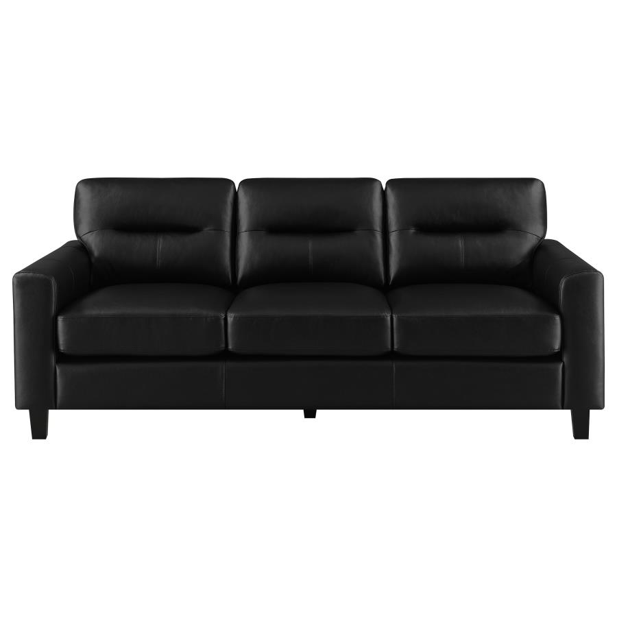 Scotland Faux Leather Upholstered Track Arm Sofa Black view 3