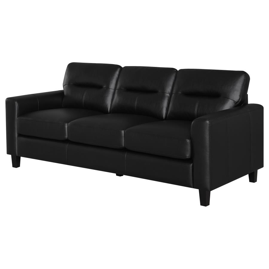 Scotland Faux Leather Upholstered Track Arm Sofa Black view 4