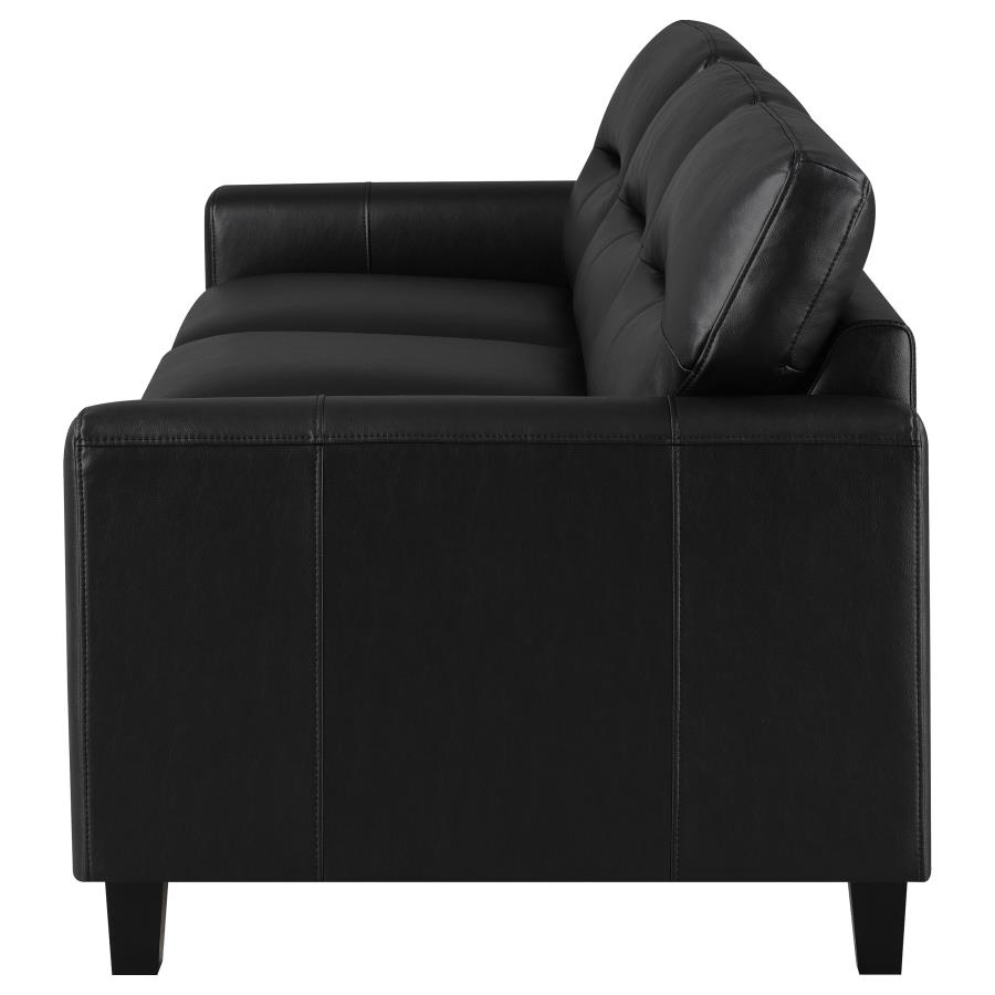 Scotland Faux Leather Upholstered Track Arm Sofa Black view 5