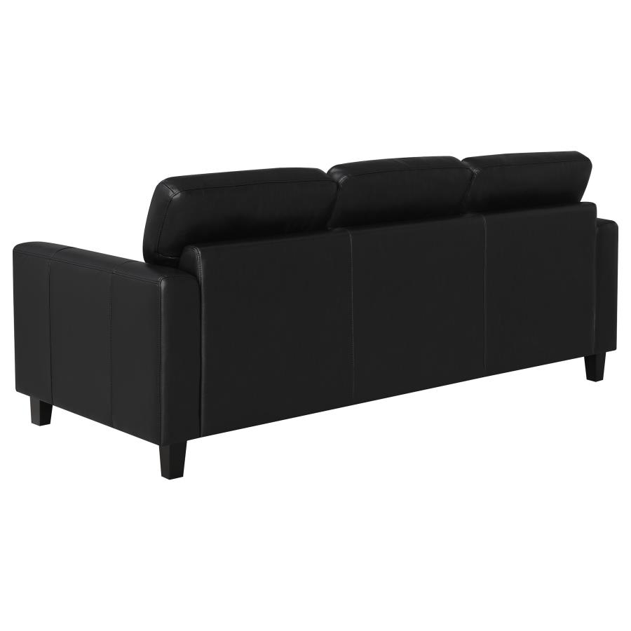 Scotland Faux Leather Upholstered Track Arm Sofa Black view 6