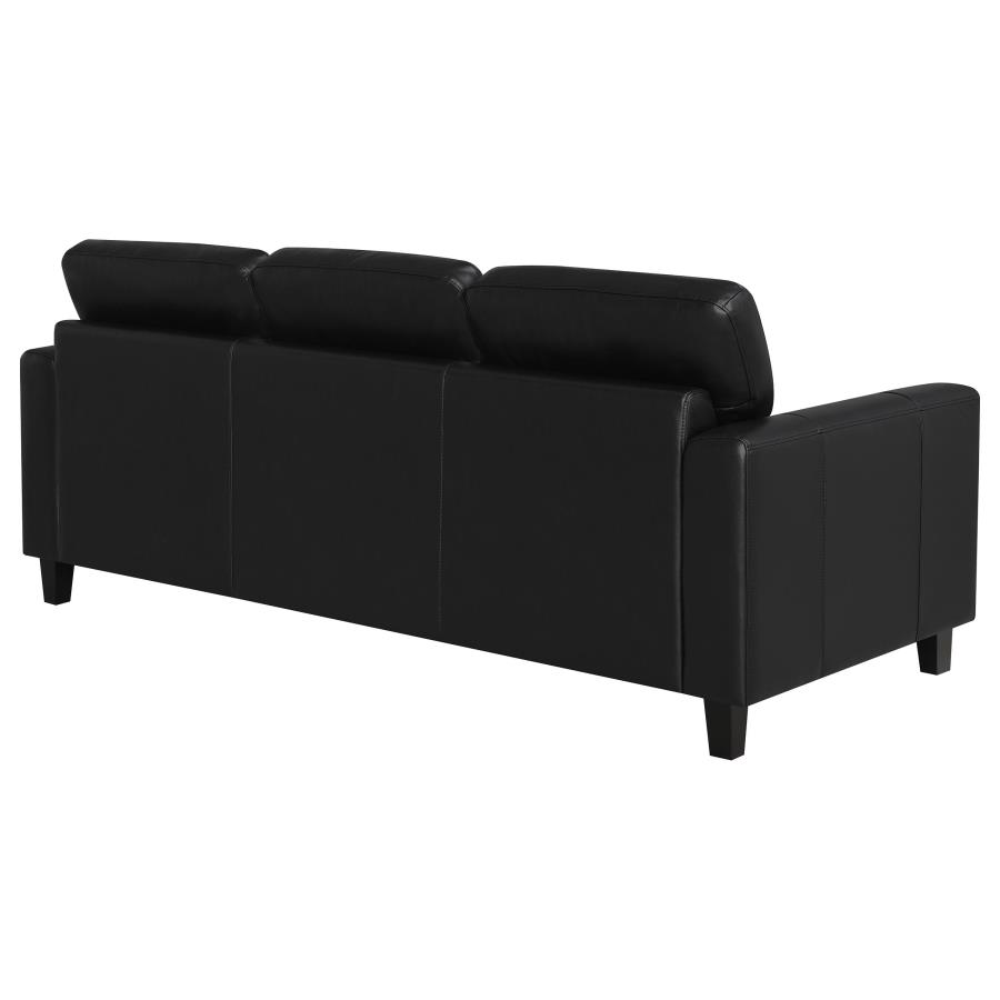 Scotland Faux Leather Upholstered Track Arm Sofa Black view 7