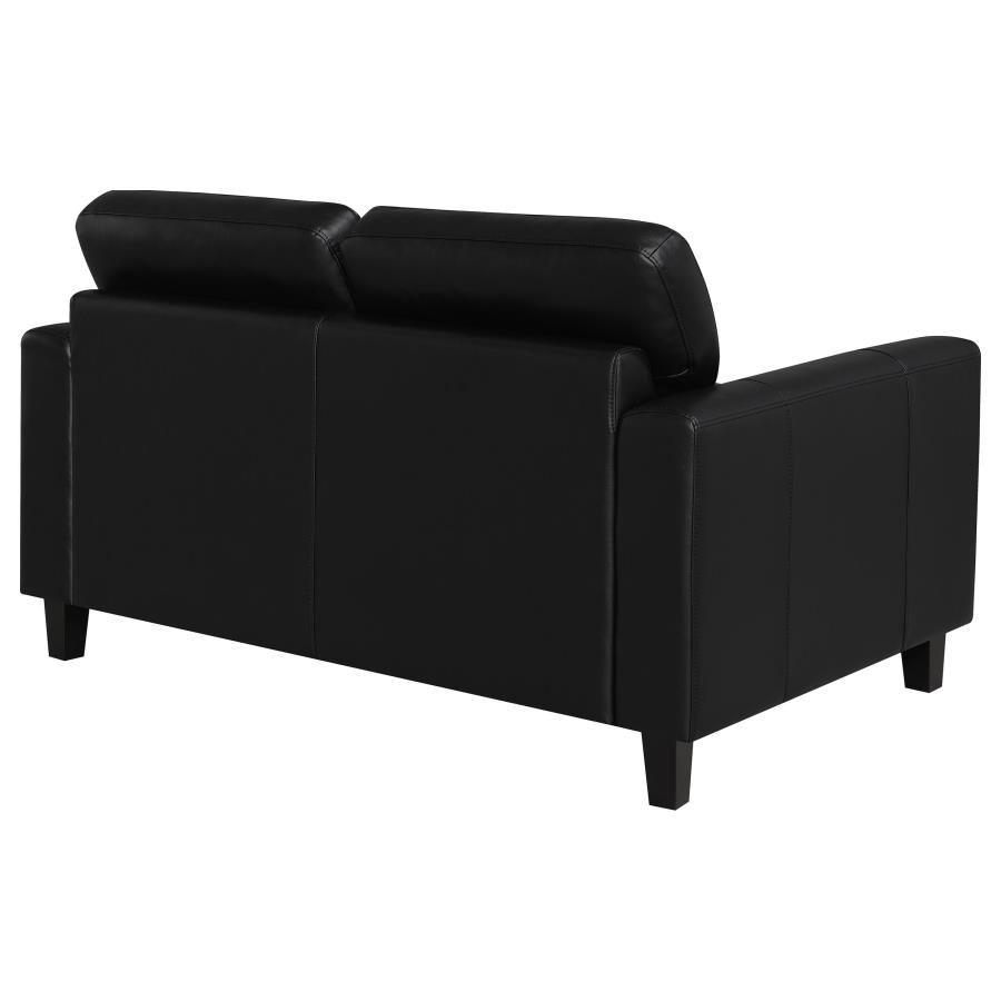 Scotland Faux Leather Upholstered Track Arm Loveseat Black view 7