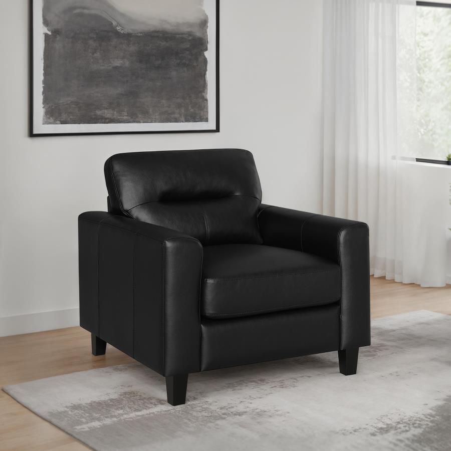 Scotland Faux Leather Upholstered Track Arm Chair Black view 2
