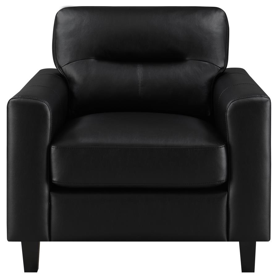 Scotland Faux Leather Upholstered Track Arm Chair Black view 3