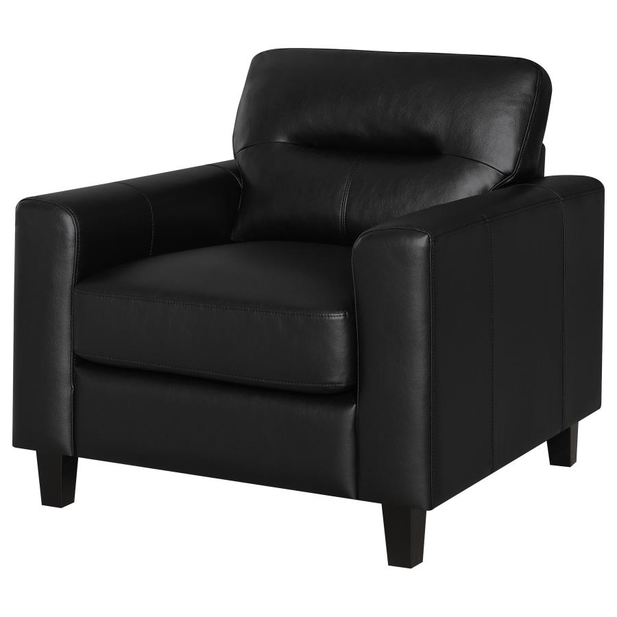 Scotland Faux Leather Upholstered Track Arm Chair Black view 4