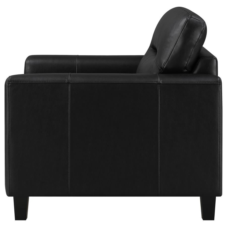 Scotland Faux Leather Upholstered Track Arm Chair Black view 5