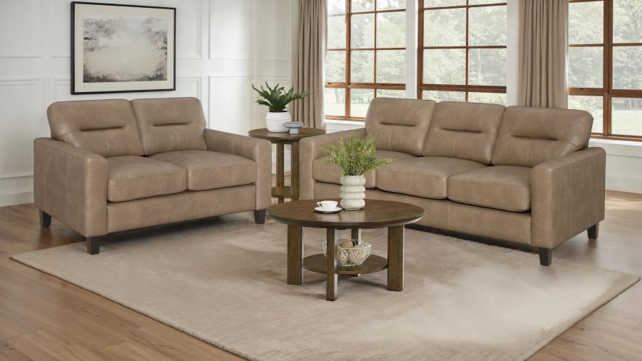 Scotland 2-piece Faux Leather Upholstered Sofa Set Brown view 2