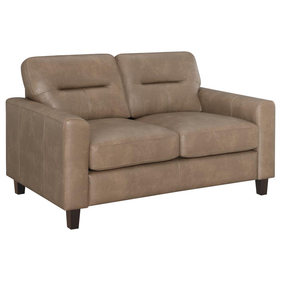 Scotland 2-piece Faux Leather Upholstered Sofa Set Brown view 7