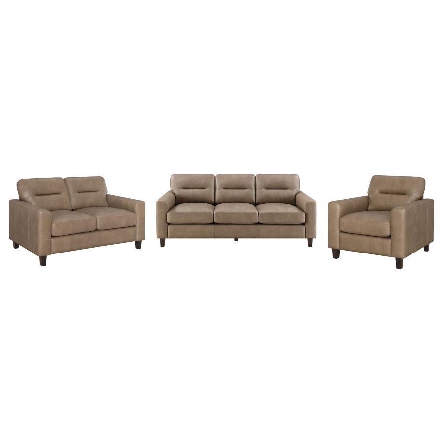 Scotland 3-piece Faux Leather Upholstered Sofa Set Brown view 2