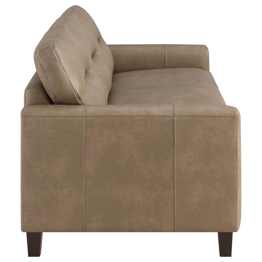 Scotland 3-piece Faux Leather Upholstered Sofa Set Brown view 6