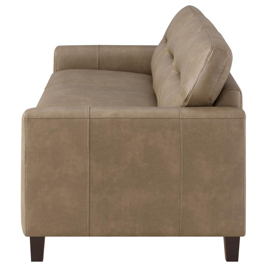 Scotland Faux Leather Upholstered Track Arm Sofa Brown view 5
